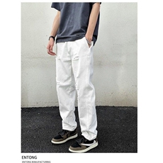 白色裤子男2025新款九分破洞牛仔裤男春季韩版潮流修身弹力小脚裤，男装休闲裤，星座506A