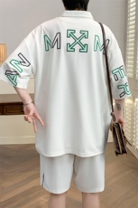 夏款青少年纯色翻领半袖套装刺绣印花短裤T恤男女6631-P70控价98，男装T恤，电商A441-1