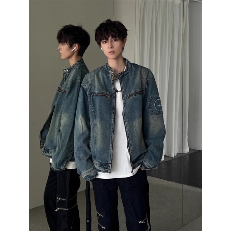 美式复古水洗做旧牛仔外套男女潮流宽松百搭外套JK896-P75,男装工装外套,星座208-5