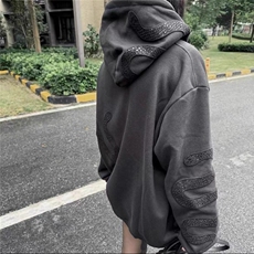 W10309-P70网图现货美式高街暗黑曼巴蛇刺绣亮片高克重套头卫衣，男装卫衣，星座1608