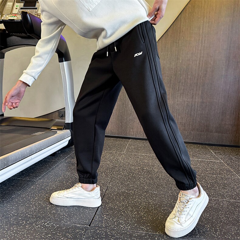 K802-P68控98秋冬加绒卫裤男高级条纹裤子宽松束脚休闲裤新款男，男装休闲裤，星座102A（原电商D309-1）