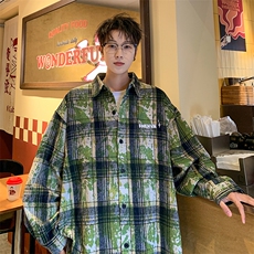 衬衫男春季新款港风宽松大码扎染长袖衬衣CS3098-特P30，男装衬衫，星座214-3