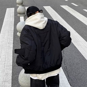 灰色飞行员夹克棉衣男女秋冬季新款冲锋衣休闲小众设计感外套情侣图片