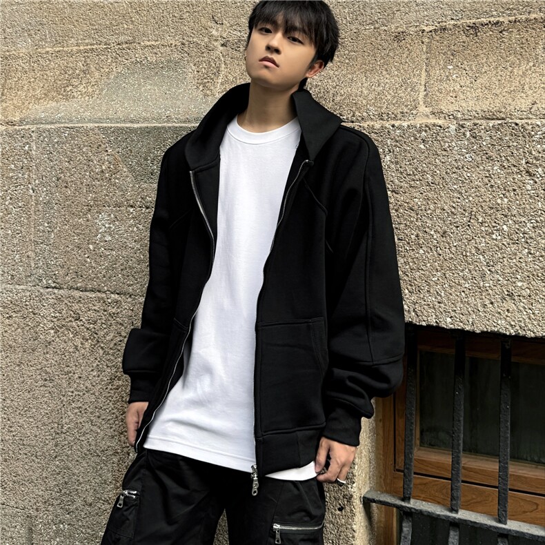 黑色重磅拉链开衫卫衣男款高街美式潮牌LJ01-P55,男装卫衣,星座1109-3