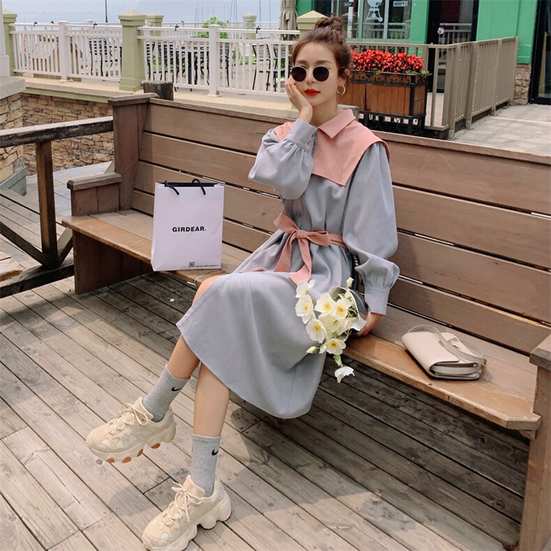 现货271-9716-P115新款撞色连衣裙控168,女装连衣裙,浙宝271
