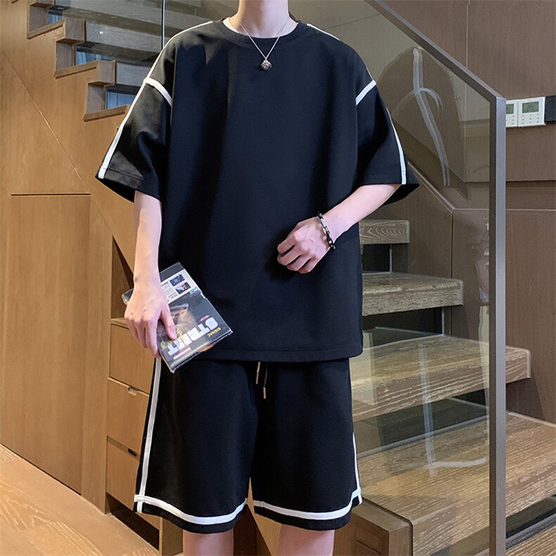 抖音得物品质重磅280克~夏季短袖短裤两件套休闲套装TZ563特P55,男装休闲套装,电商A309