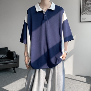 8XL-M拼接撞色短袖t恤男款夏季新款半袖POLO衫加肥加大码DT004P38图片