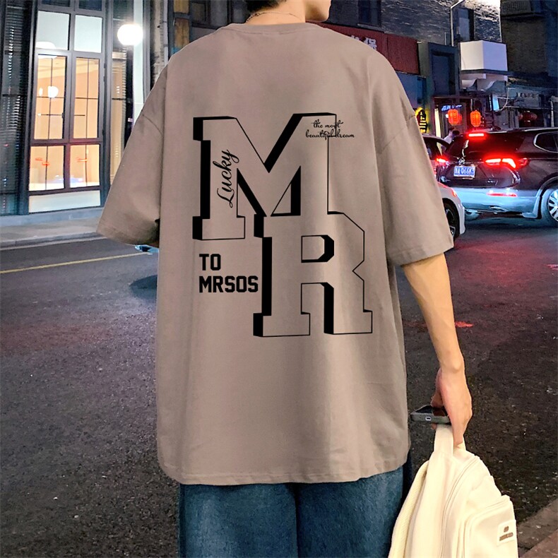 T615P26夏季新款港风纯棉短袖T恤ins衣服宽松半袖体恤字母上衣,男装T恤,星座304A