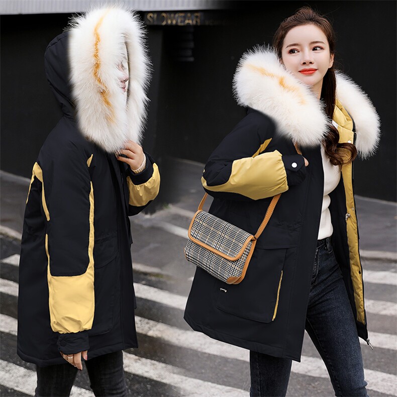 棉衣/棉服时尚收腰百搭优雅撞色拼接棉衣2020年冬季韩版,女装棉衣/棉服,瑶迪依秀