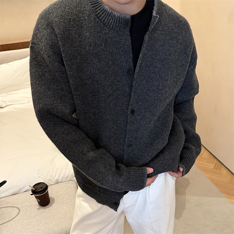 重磅秋冬男女北极绒开衫毛衣美式复古休闲慵懒风单排扣针织衫外套,男装针织衫/毛衣,电商A486-1