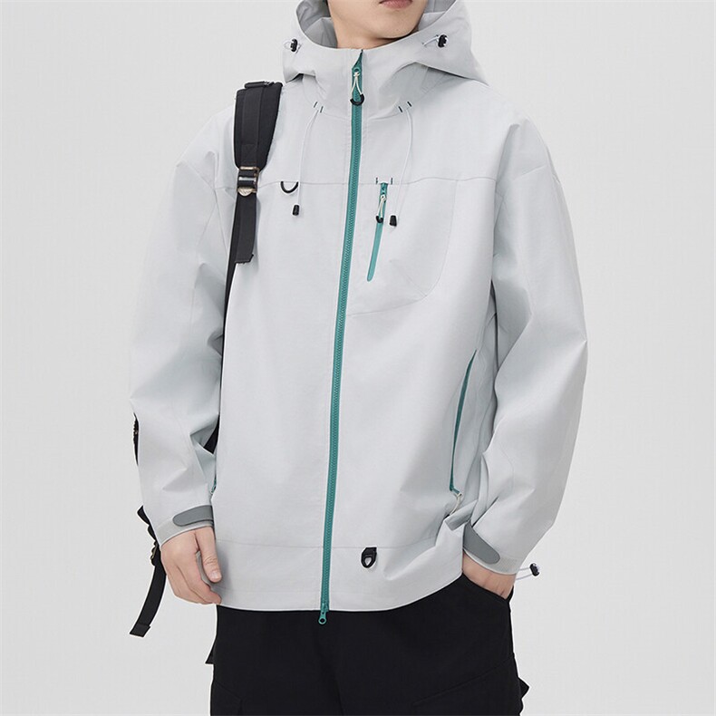 中性风户外夹克男连帽纯色上衣冲锋衣外套DSA157B-JK7870-P65,男装夹克,电商A157B