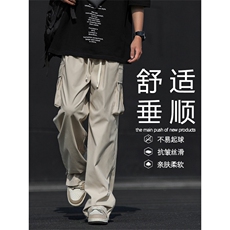 美式工装裤拉链裤脚免烫抗皱高街亲肤直筒柔顺休闲裤K010-特批39，男装休闲裤，星座718-1