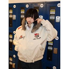 1506-1/MZ2231/P100美式复古刺绣徽章座山雕毛领棉服男女加厚冬季，男装棉衣，星座1506-1
