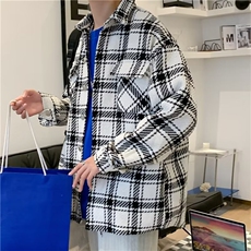黑白格子小香风外套男高级感春季男装复古翻领工装夹克JK934-P65，男装夹克，星座1103-3