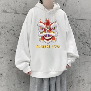 WY2185-P35 加绒款-P40 纯棉连帽卫衣男大码运动帽衫宽松薄外套男图片