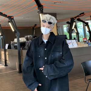 F450 P65男生秋装新中式潮牛仔外套男复古宽松水洗做图片