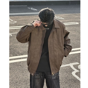 抖音PU皮夹克宽松复古纯色外套DY2407-特P80加厚2408-P90图片