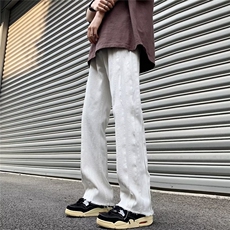 毛边牛仔裤男夏季直筒宽松高街美式裤子潮牌K2003-P45，男装牛仔裤，星座1109-3