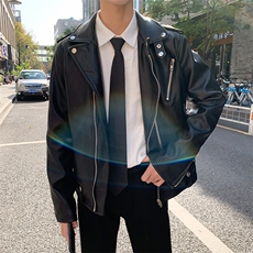 2025春新款港风机车帅气修身皮衣ins潮流皮衣外套W2124，男装皮衣，星座1108