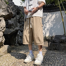 A921TP35控58-户外山系七分裤子男夏季宽松阔腿百搭休闲工装短裤，男装牛仔裤，电商B241