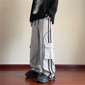 抖音品质秋季新款条纹宽松机能口袋冲锋裤B315-K105-特p35控68图片