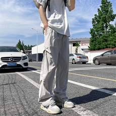 美式降落伞兵工装裤子男夏季潮牌宽松休闲裤冰丝解构垂感直筒长裤，男装休闲裤，星座505-2（原电商A260-1)