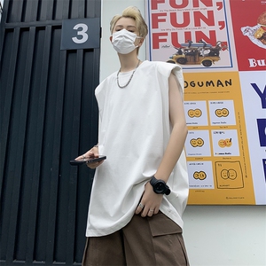 T028-P31美式夏季垫肩纯色无袖背心图片