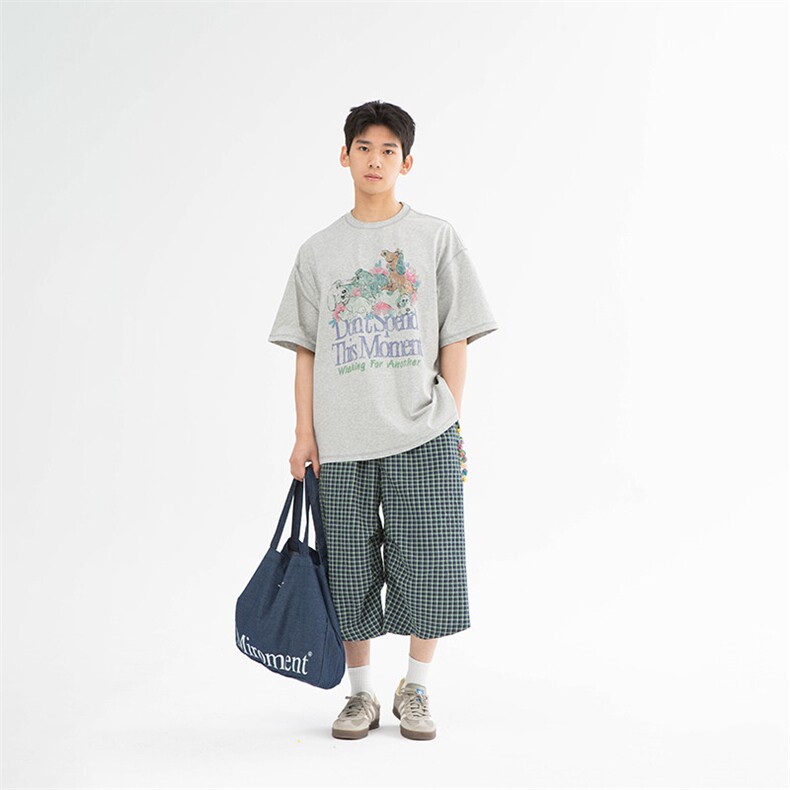 南夏乔装2025夏季新款日系复古卡通印花圆领上衣潮流中性短袖T恤,男装T恤,电商S006（B521）