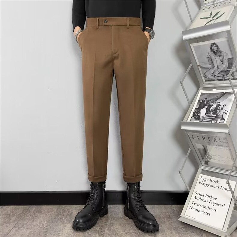 毛呢裤男秋冬季新款加厚男生直筒宽松垂感西裤男长裤潮M2长裤，男装西裤，星座1116A-2（原606A-1）