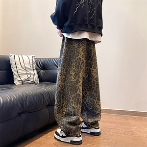2023潮牌小众美式复古豹纹男女直筒宽松休闲裤子9分裤K5513-p55图片
