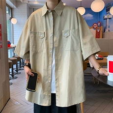 工装衬衫男短袖夏季新款潮流美式宽松休闲半袖衬衣外套CS314P33，男装衬衫，星座410-2