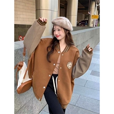 J9877-P35美式新款宽松休闲百搭加厚夹棉棒球服外套，女装短外套，星座617A-2