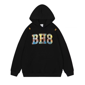 EE051-P75华棉复合真超加绒加厚卫衣宽松设计感刺绣连帽韩版上衣图片