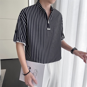 轻熟风~2025夏季新款条纹中袖T恤衫 V5013/P50图片