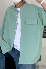 C6062/P45新款冰丝高品质垂感宽松短袖衬衣男衬衫潮大码上衣控68，男装衬衫，电商A141