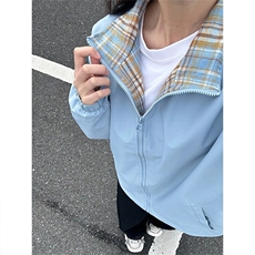 cleanfit撞色拼接夹克男款春秋格子翻领骑行服美式复古设计感外套，男装夹克，星座506A