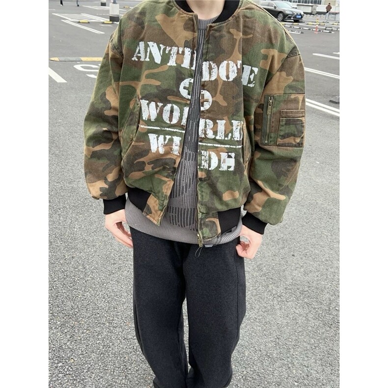 春秋季美式双两面穿迷彩飞行员夹克男短款棒球服Cleanfit外套潮牌,男装夹克,星座601-1