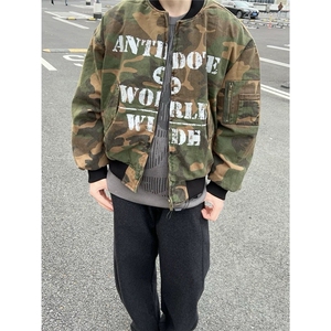 春秋季美式双两面穿迷彩飞行员夹克男短款棒球服Cleanfit外套潮牌