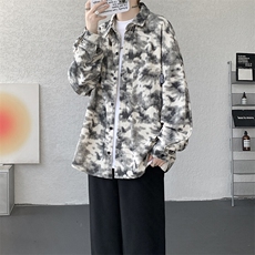 衬衫男秋季新款港风宽松大码灯芯绒扎染长袖衬衫CS8108-P42，男装衬衫，星座214-3