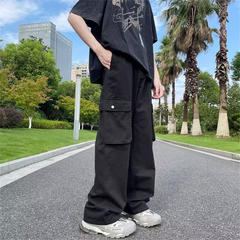 工装裤男韩版潮流大口袋高街帅2024夏季新款ins宽松长裤K4392-P47,男装休闲裤,星座412-3