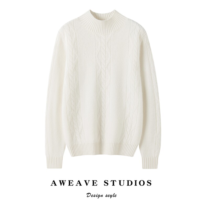 2024秋冬新款山羊绒七针圆领扭花羊绒衫，女装羊绒衫，咔绒特
