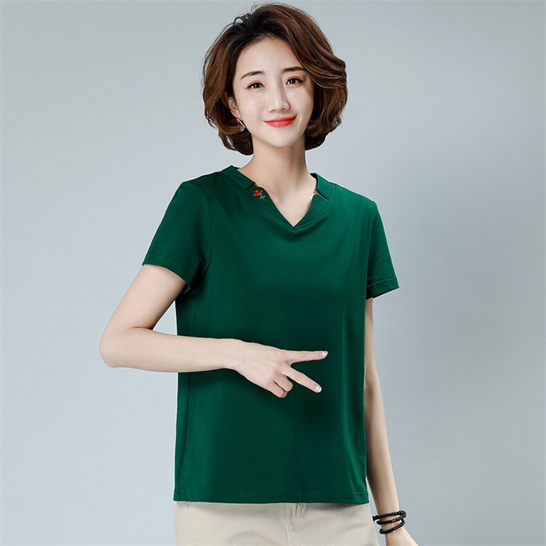 2024夏季新款女装时尚潮流圆领短袖中长款纯色连衣裙套装,女装T恤,姿萝菲