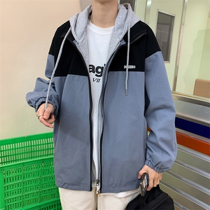 秋外套男ins潮港风情侣装春装衣服韩版宽松夹克假两件 W1184-P65图片