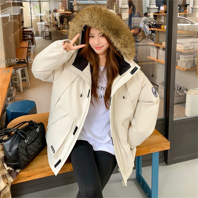 CC929-P130秋冬户外工装毛领棉服木黛粉女士棉衣连帽防风派克外套,男装棉衣,星座405-3