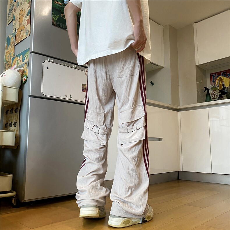 抖音品质夏季新款三条杠运动休闲宽松冰丝裤B315-K24222-p55控78,男装休闲裤,电商B315
