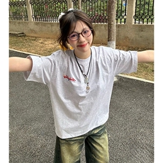 万针全刺绣工艺抖音得物高品质260克重磅纯棉双纱美式高街短袖T恤，男装T恤，电商A486-1