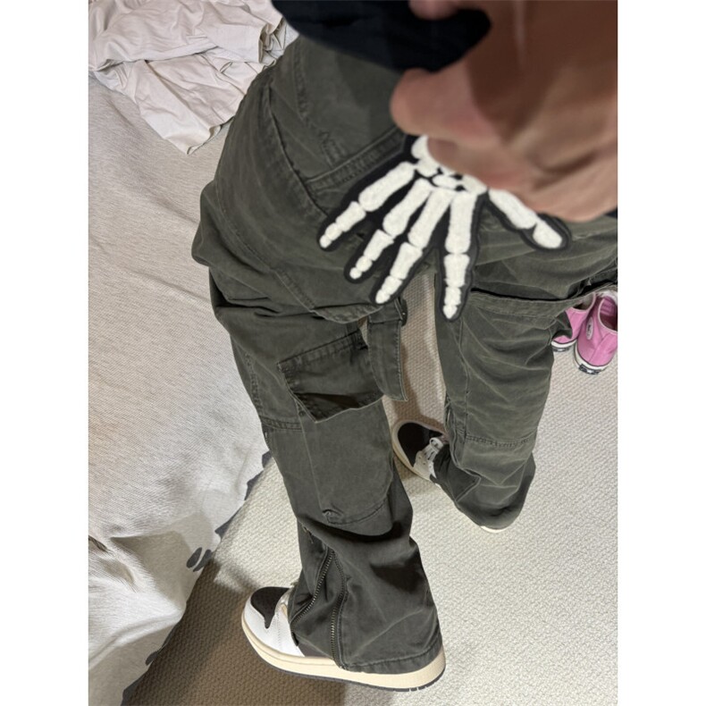 【有货】军绿色绑带工装裤男潮牌美式高街vibe裤子直筒D713LL-P60,男装工装外套,星座1007（原301D）