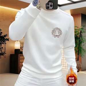 1506-1/WWJ40931/P36冬季金丝绒圆领烫钻T恤衫保暖舒适精品黑色图片