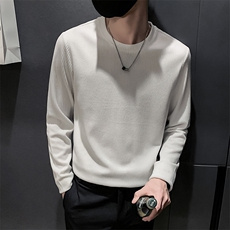 卡其2023秋装精神小伙修身男士长袖T恤潮款长tee男T079-P35控58，男装T恤，电商A108