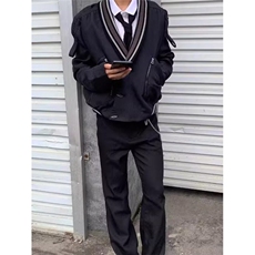 拉链垫肩夹克男解构不规则长袖上衣网红发型师潮装JG102，男装夹克，星座1116A（原606A-3）